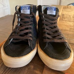 Golden Goose Slide in black w plaid size 44 11